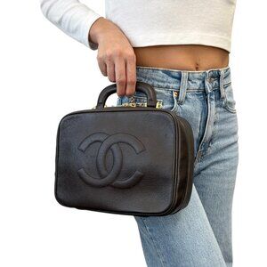 CHANEL Vintage Big CC Logo Stitch Leather Top Handle CrossBody Bag [106087]